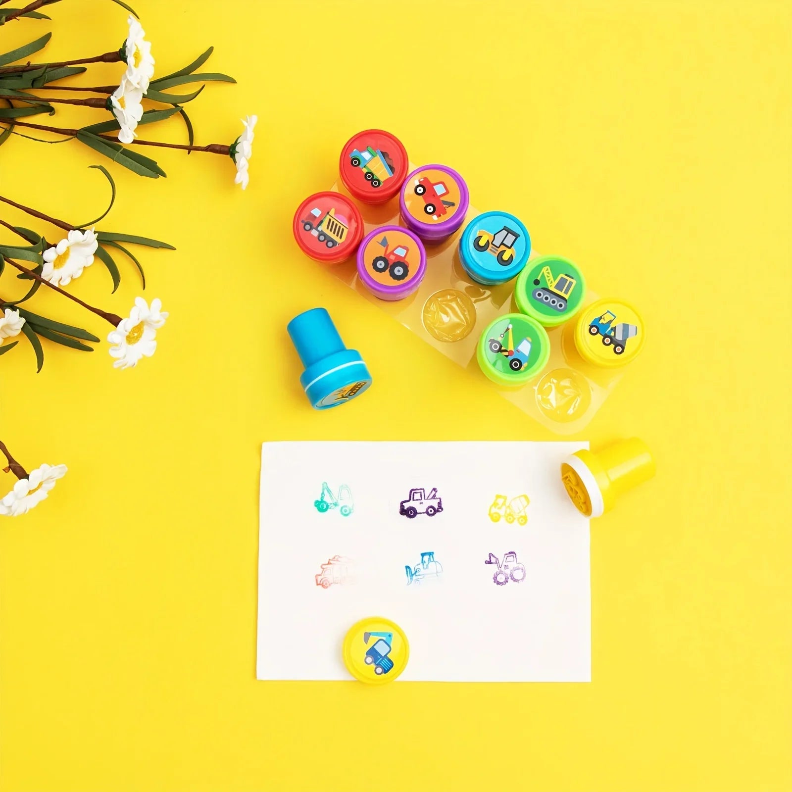 10 pcs Construction Vehicle Stamps Classroom Reward Stamps Construction Vehicle Stamps Miniature Stamps Scrapbook Stamps