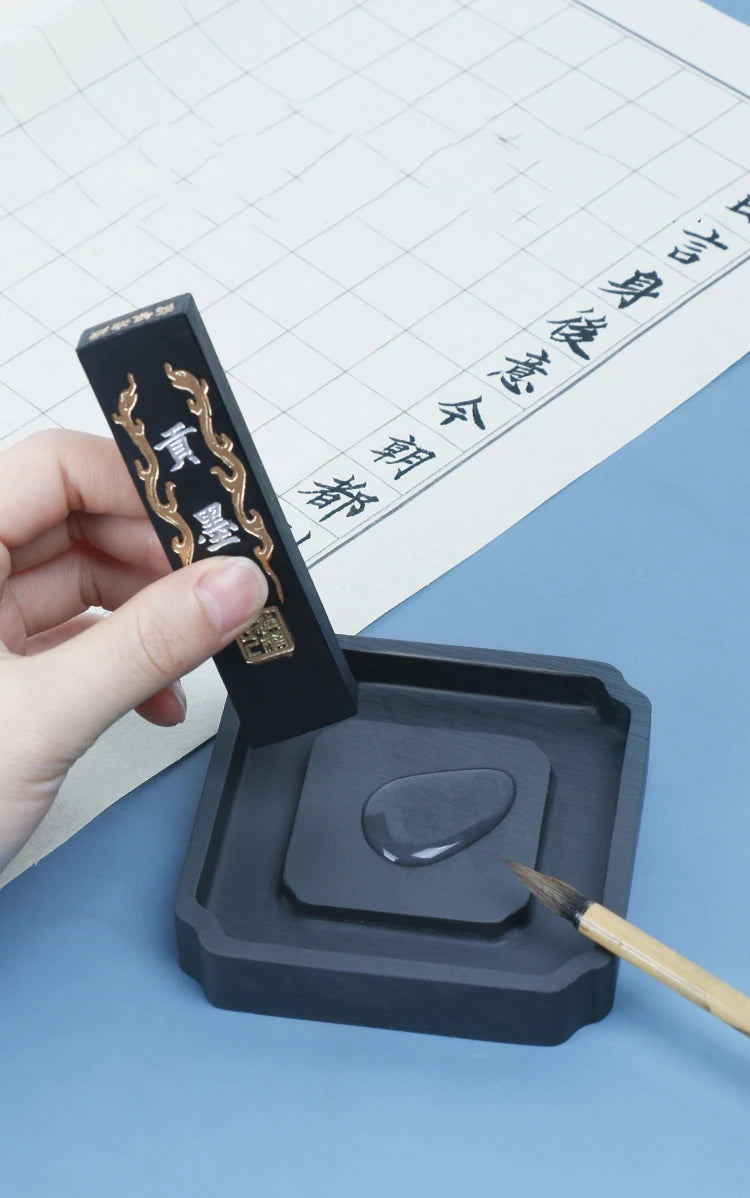 Calligraphy Ink Stone Natural Raw Stone Inkstone Brush Writing Painting Inkstone Vintage Students Multifunctional Ink Cartridge