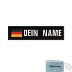 1PC 10cmX2.5cm Custom Name Flag Patch Stripes Badge Iron On Or Hook Loop Armband Germany Luxembourg Armenia Serbia Singapore