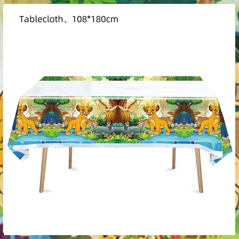 Lion King Birthday Party Decoration Lion Disposable Dinnerware Tablecloth Cup Plate 3D Balloon for Kids Baby Shower Supplies