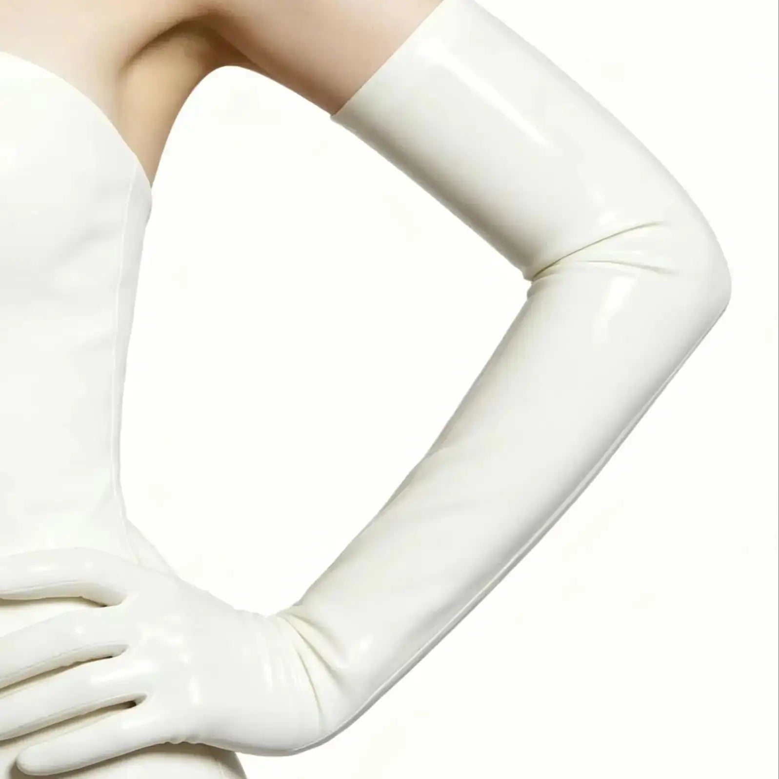 Black Latex Long Gloves Unisex Rubber Gloves Fashion Photography Props ﻿
