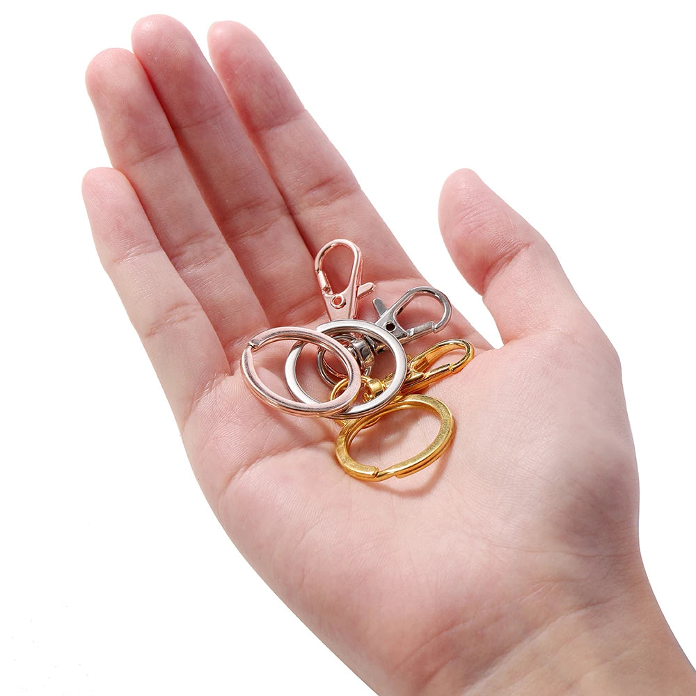 10/20Pcs Swivel Clasps Set Lanyard Snap Hooks with Key Chain Rings Keychain Clip Hooks for DIY Necklace Bracelet Chain Supplies