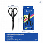Black Office Scissors Thick Sharp Stainless Steel Blade Ergonomic Resin Handle Multi-purpose School Home Craft Cutting Scissors