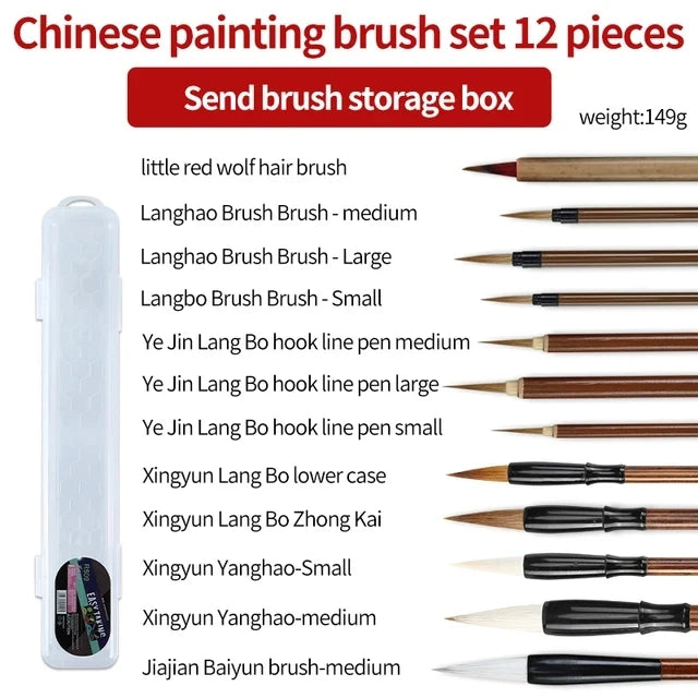 6/9/ 12/ 16 Chinese Painting Brush Beginner Calligraphy Drawing Bamboo Pen Curtain Felt Rice Paper Set Landscape Drawing Writing