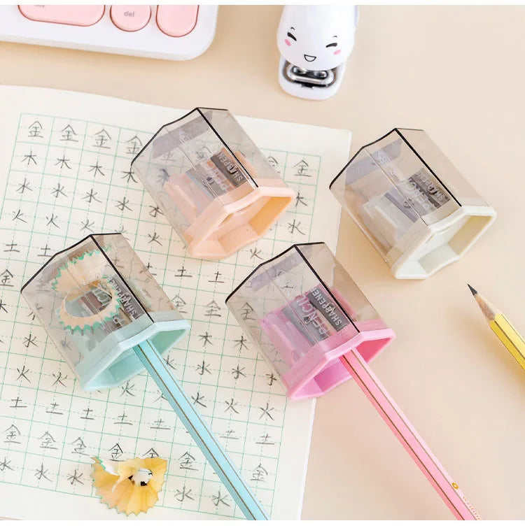 1 Piece Lytwtw's School Supplies Cute Morandi Color Geometry Sharpener For Pencil Office Creative Stationery Item