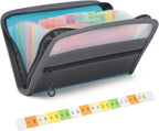 Small Accordion A6 File Organizer with Safe Zipper, 13 Pocket Expanding File Folder with Front Pencil Pouch