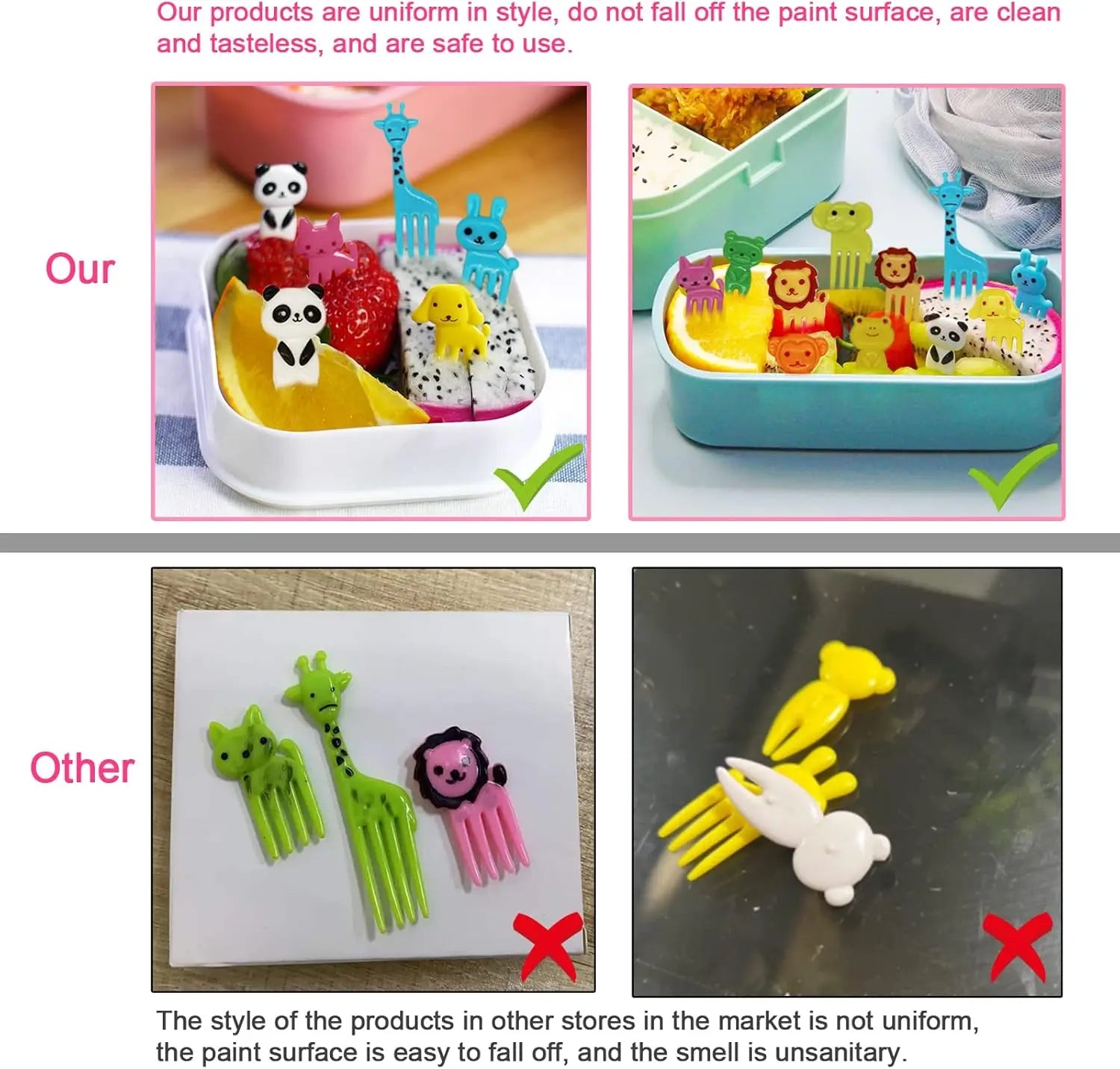 Mini fruit forks toothpicks skewer set for kids children plastic animal food picks for bento Lunch box decorating accessories