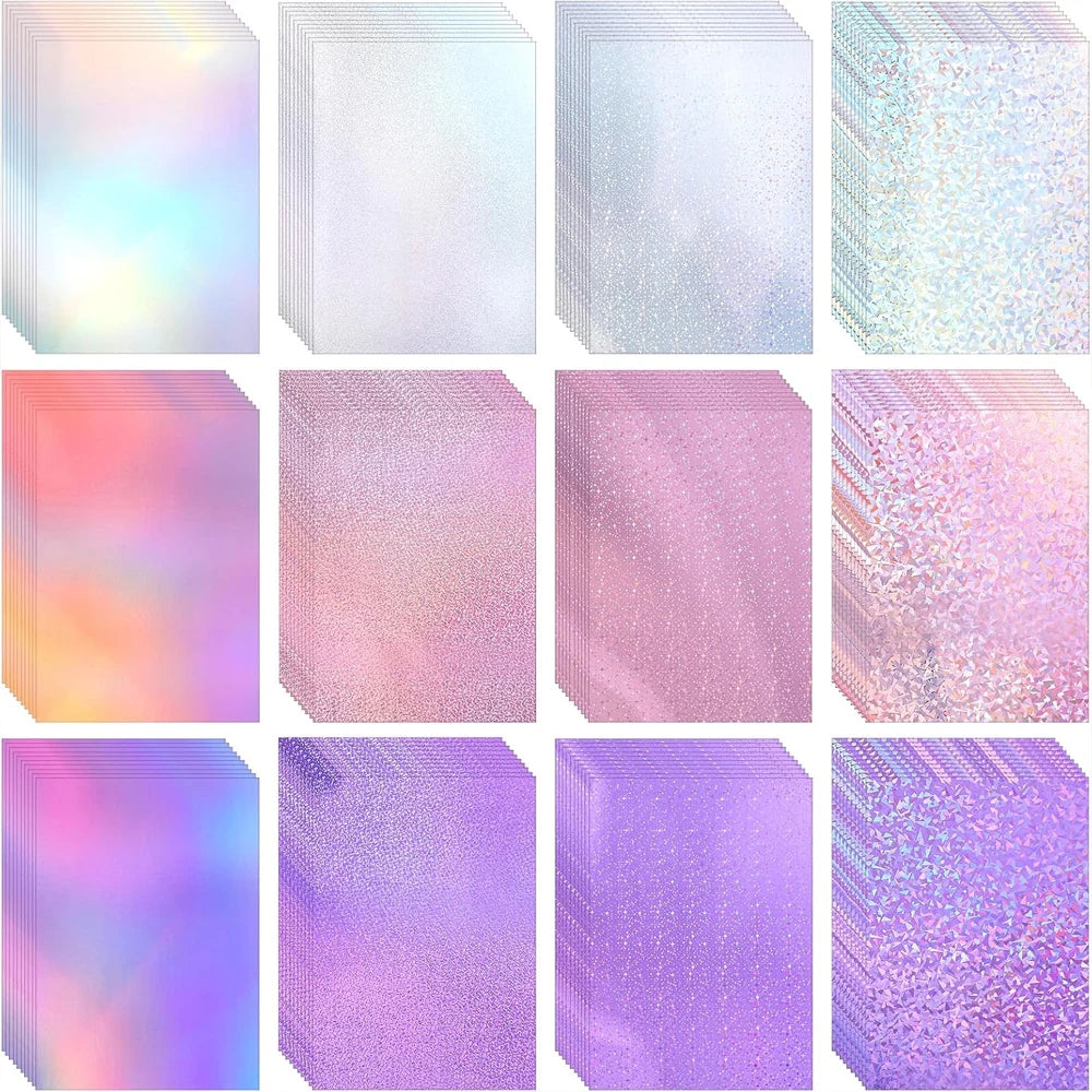 20 Sheets Holographic Cardstock 8.5 x 11, 250gsm Metallic Cardstock Glitter Shiny Iridescent Mirror Paper for Scrapbooking DIY