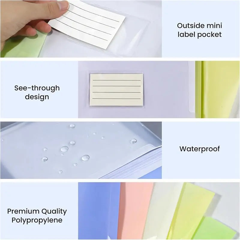 For 2/3/4 Ring Binder Compatible 11-Hole Binder Pockets, Fits Letter/A4 Size Plastic Expanding File Folders, 200-Sheet Capacity