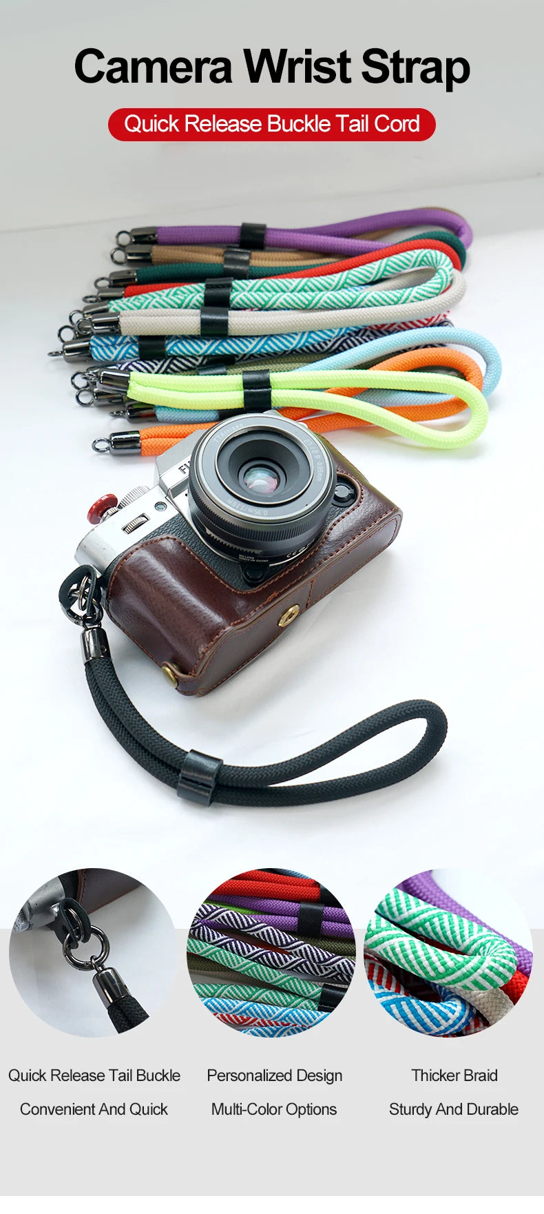 Nylon Camera Wrist Strap Quick Release Hand Belt for GoPro Nikon DSLR Mirrorless Camera Rope SLR Camera Wrist Strap Accessories