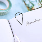 50pcs Modeling Paper Clips Metal Material Water Drop Shape Golden Silver Black Colored Bookmark Memo Clips Office Stationery