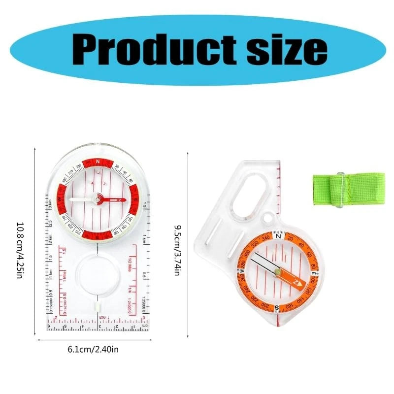 652D Orienteering Thumb Compasses Survival Navigation Compasses Multifunctional Compasses Ruler for Map Reading Backpacking