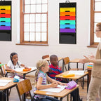 Wall-mounted document organizer, A4 size, with 6 pockets, multi-layered organization, suitable for schools, homes, and offices.