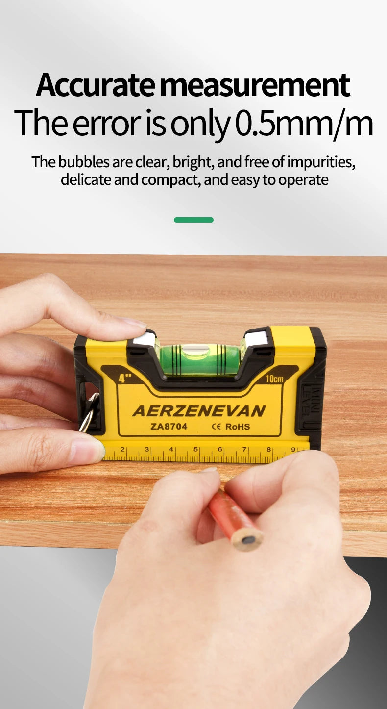 Mini Magnetic Level Gauge - High Precision Portable Horizontal & Vertical Metric Ruler Protractor for Home Use