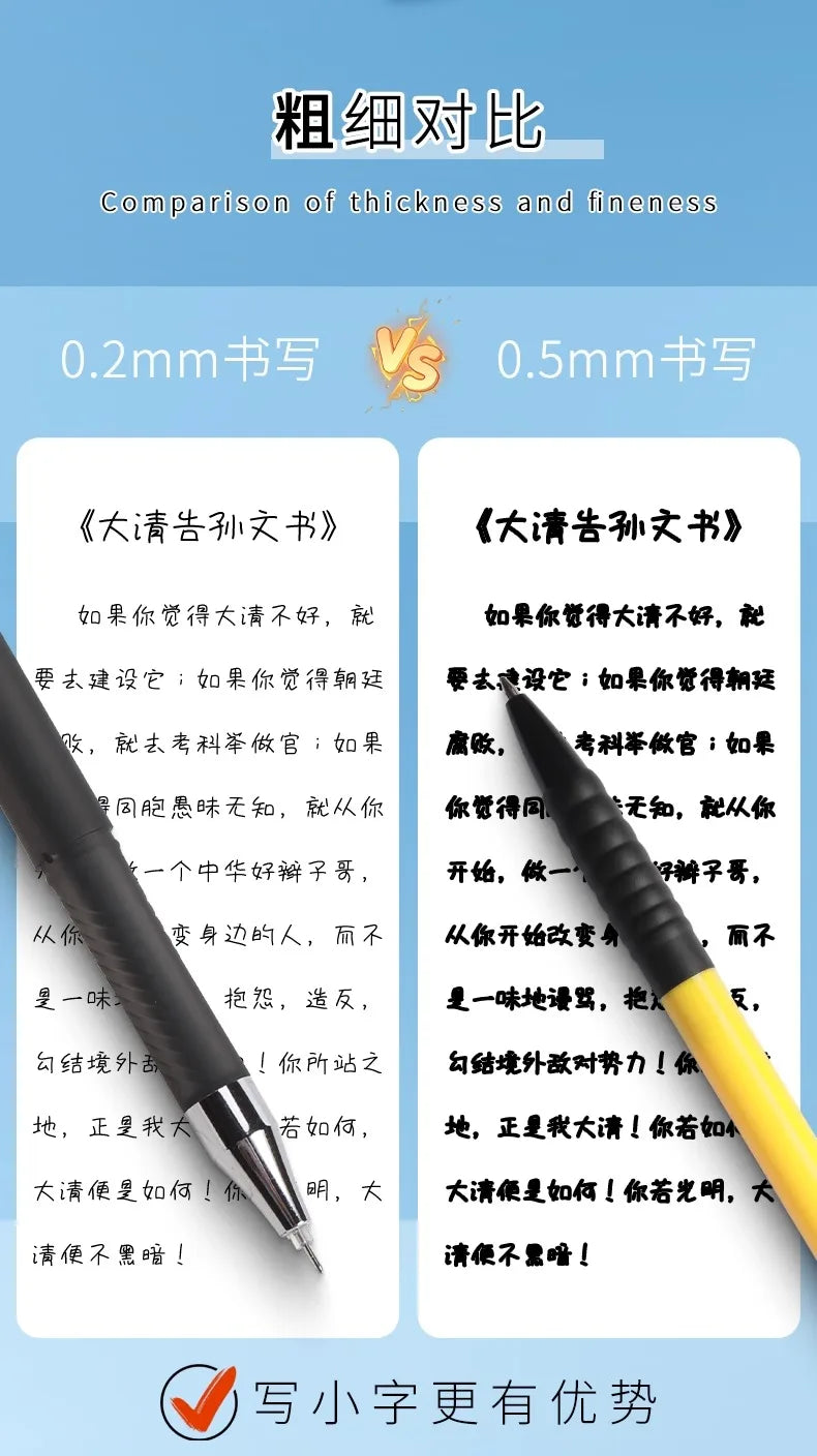 M&G 0.2mm ultra-fine gel pen; student-use ultra-fine needle pen; financial note-taking signature pen,illable, black