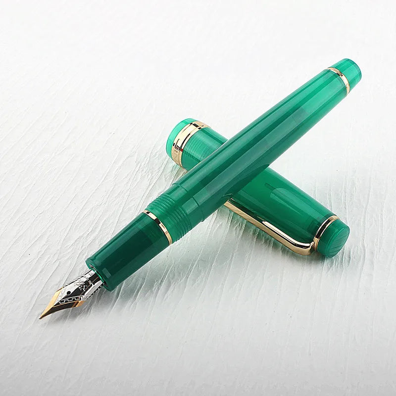 Jinhao 82 Fountain Pen Acrylic EF/F/M/Bent Nib Golden Trim with Converter Writing Pen