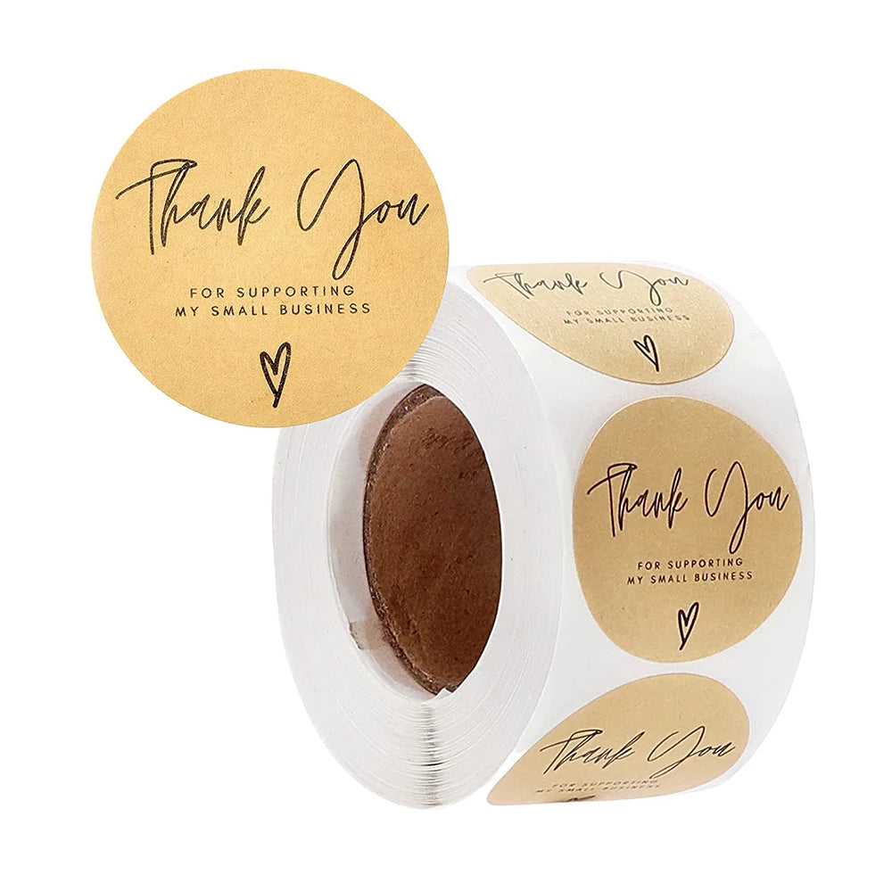 100-500pcs Thank You for My Small Business Stickers Paper Thank You Label Sticker Kraft paper Adhesive Shipping Mail Labels
