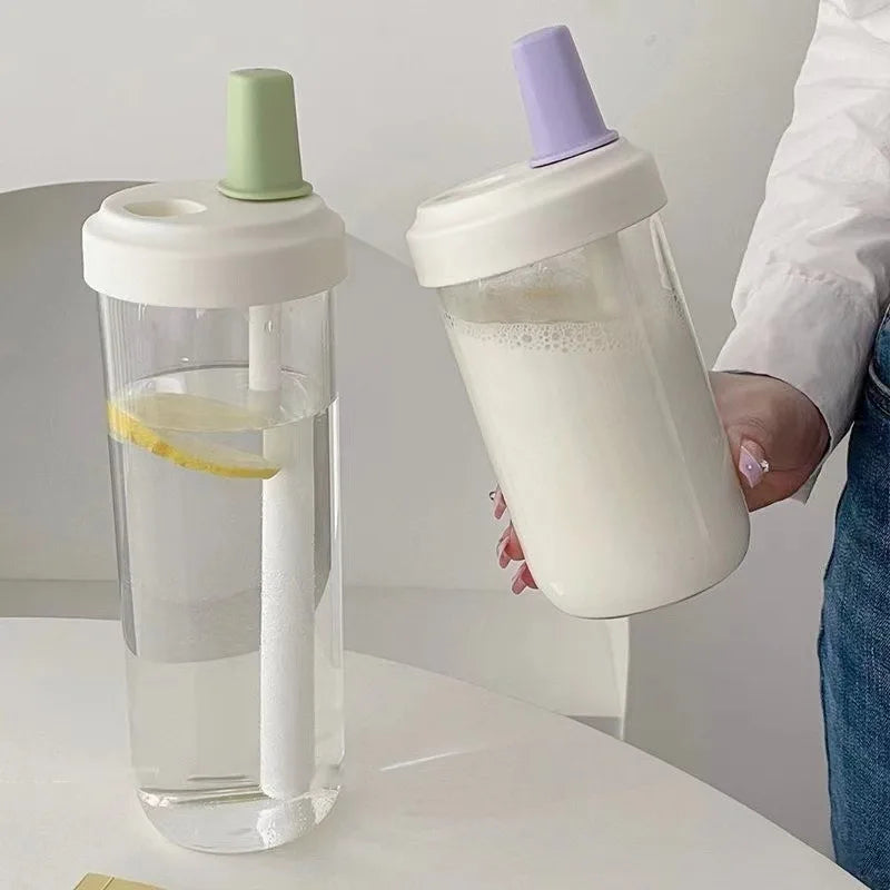 500/800ML Large-capacity Straw Cup, Food-grade Transparent PP Material,Portable Ins Style Water Cup, Juice Milk Tea Cup