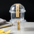 250ML Disposable Salad Cup 50/100Pcs Transparent Plastic Dessert Cups Bowls Container with Dome/Flat Lids for Ice Cream Cupcake