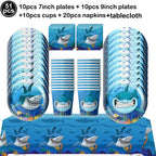 Ocean Shark Theme Disposable Tableware Cute Cartoon Marine Animal Plastic Tablecloth Kids Birthday Party Baby Shower Decor