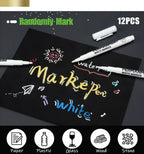 3/6/12 Pcs Waterproof Marker Pen White Black Inks  2mm Tip For Rock Painting Stone Ceramic Glass Wood Tire Fabric Metal Canvas