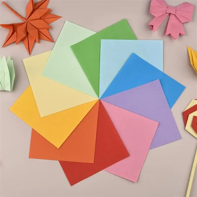 100Pcs Cardstock Paper Double Sided Folding Origami Paper Square Paper Crane Craft DIY Wish Paper Art Material Jewelry Tools ﻿