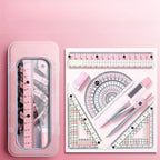 Ruler 8-piece Set Student-specific Compass Measuring Angle Ruler Triangle Ruler Ruler  Full Set of Ruler Stationery Gift Package