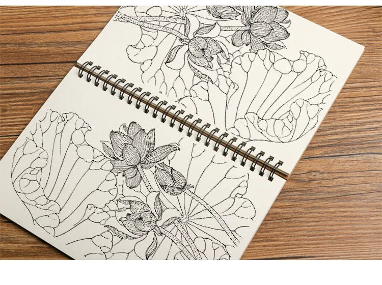 A5/A6 Spiral Sketchbook Blank Notebook 50 Sheets Kraft Paper Hardcover for Students Graffiti/Painting School Stationery Supplies