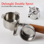 Double Spout 51mm Coffee Portafilter With 1 2 Cups Basket for Delonghi ECO680 ECO685
