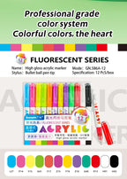 GuangNa 168/12 Colors High Gloss Acrylic Marker Pen Set,Hard Headed Drawing Pens,DIY Graffiti Paint Pen Stationery,GN.586