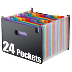 12/24Pockets Expanding File Folder A4 Size Filing Folder Organizer Large Capacity Portable Accordian File Box For Classroom Offi