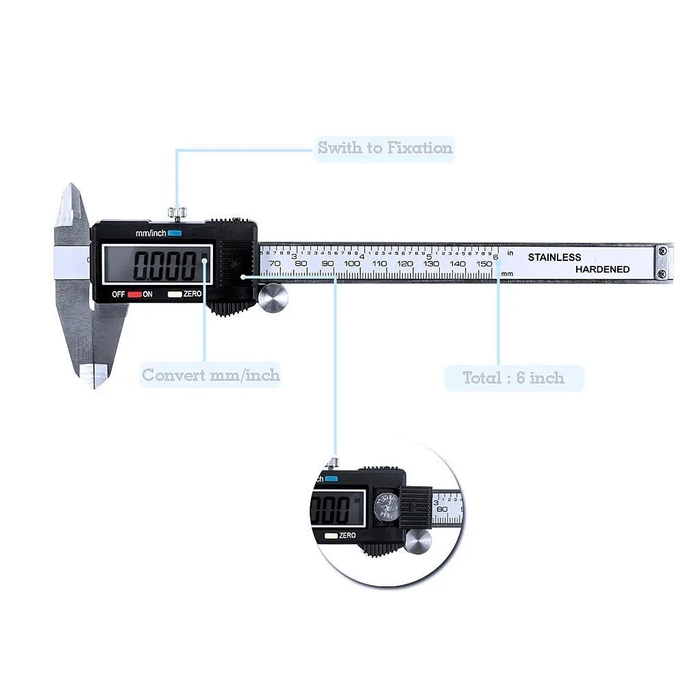 0-150/200/300mm 6' 8' 12' Stainless Steel Electronic Digital Caliper Trammel Precision Metric Measurement Tool With LCD Screen