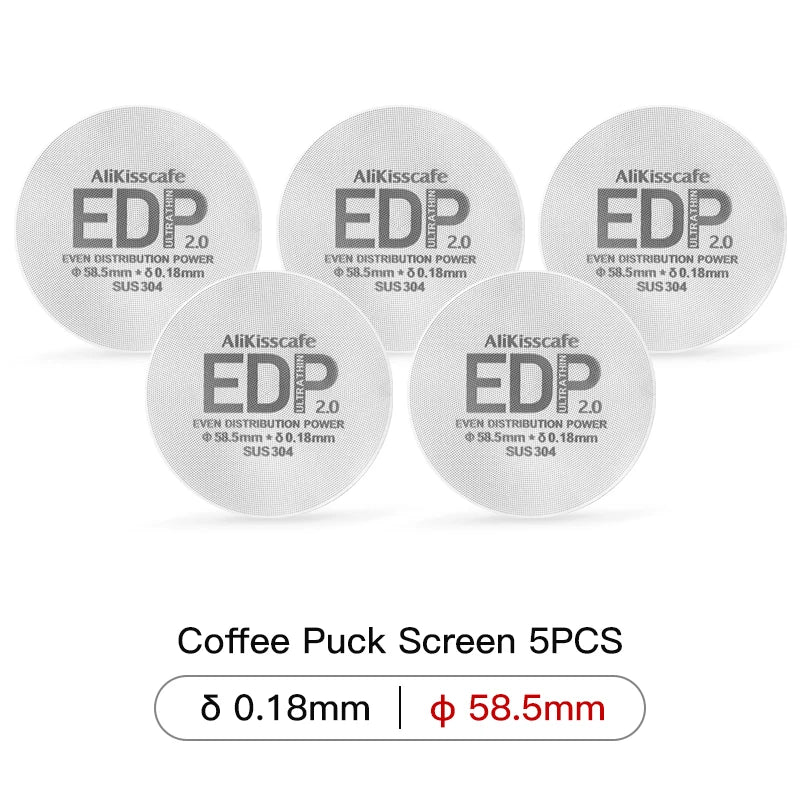 Alikisscafe Espresso Puck Screen 0.2mm Thickness 51mm 53.5mm 58.5mm Reusable Stainless Steel Heat Resistant Mesh Barista Tools