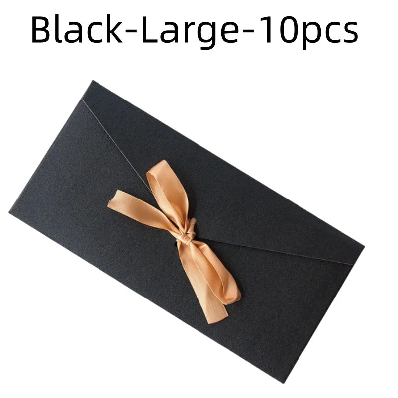 10 Pcs/set Envelope Pearlescent Paper Bow Thicken Ribbon Retro Creative Color Stationery Wedding Invited Gift