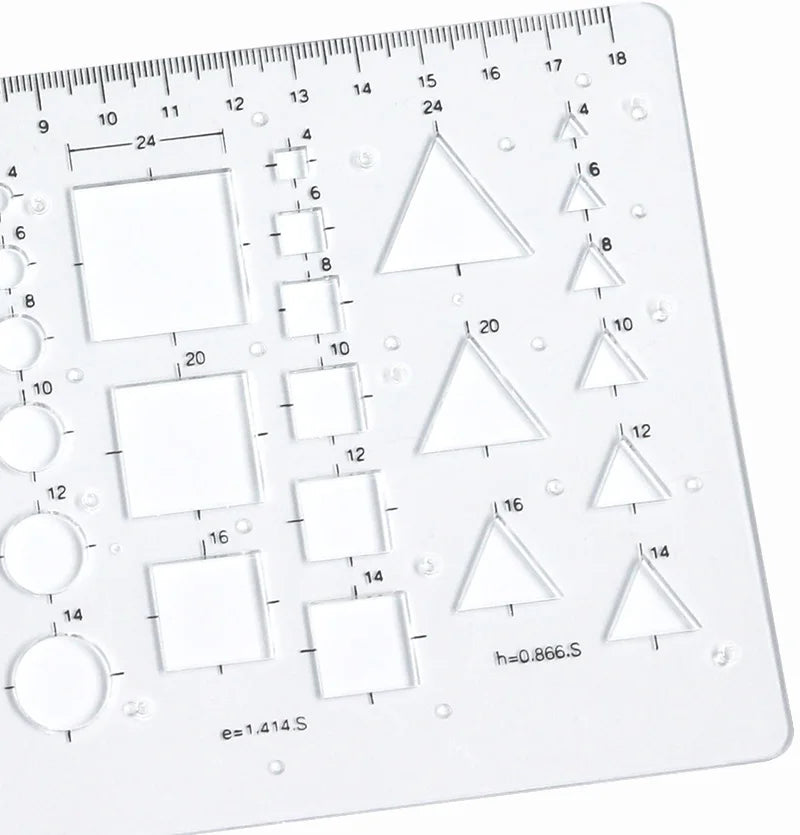 Transparent drawing size square square ruler hexagonal triangle ruler drawing design ruler scale line