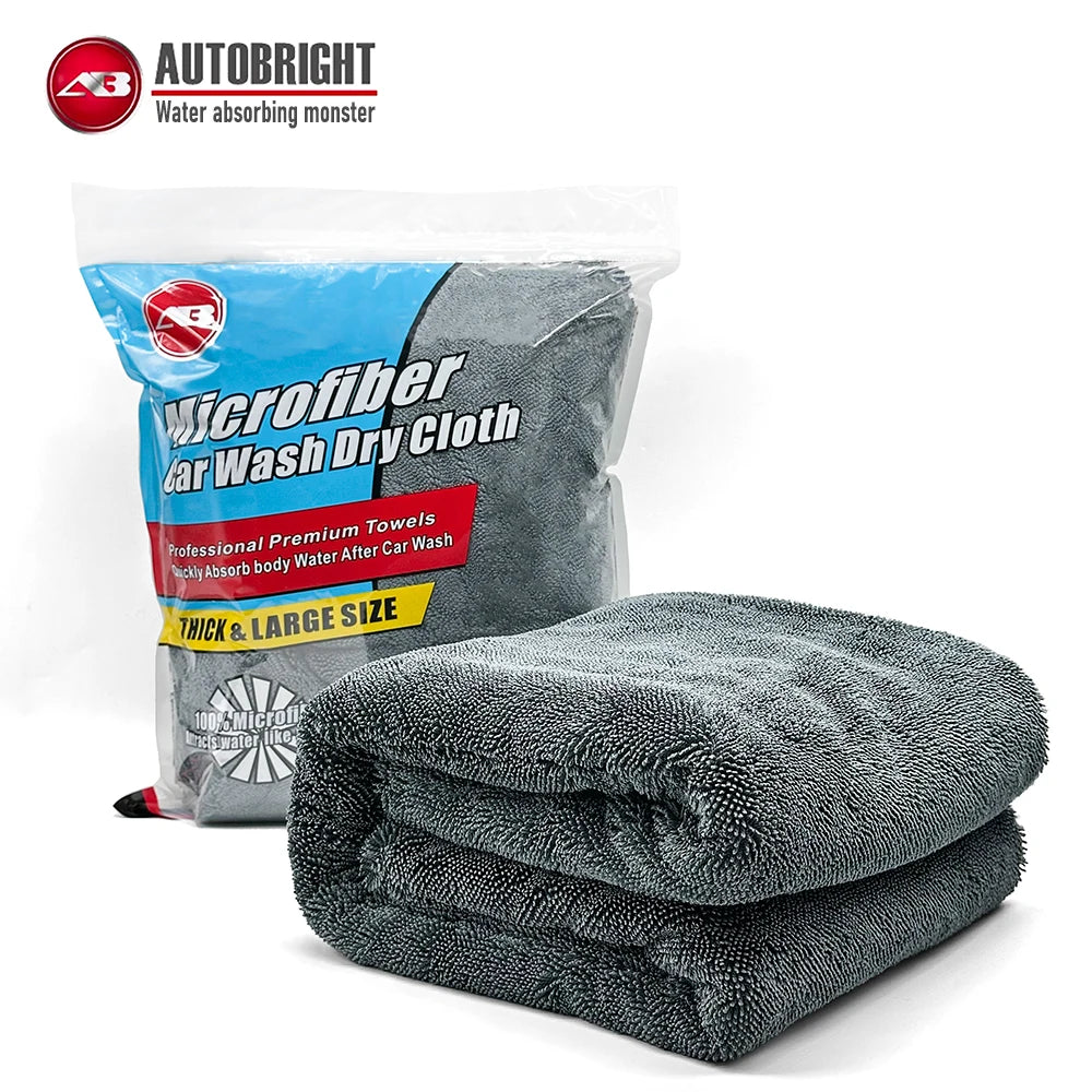 AUTOBRIGHT Microfiber 60*90cm 1300gsm One Wipe Drying Towel Car Wash Cloth Premium Cloth Thicken Soft Professional Car Cleaning