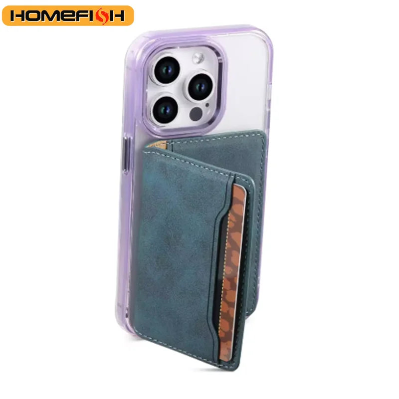 HOMEFISH Artificial leather credit card magnetic elastic wallet(3 card slot)with strong magnetic accessories ID card clip wallet