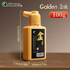 Marie's 100g Golden Sumi Ink,Liquid Golden Carbon Ink for Chinese Calligraphy,Artwork Practice,Painting,Perfect Gift for Adults
