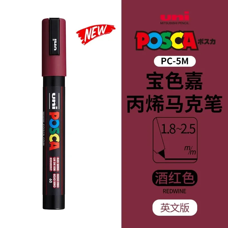 uni POSCA POP Water-Based Marker,Assorted Colors PC-1M/3M/5M 0.7~2.5mm Tips Professional Acrylic Paint Pen for Artists&Designers
