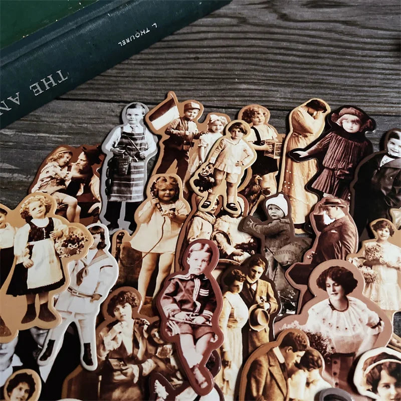 37Pcs Vintage Europen American Photo Craft Paper Dolls Junk Journal Ephemera DIY Cardstock Scrapbooking Material Thick Card
