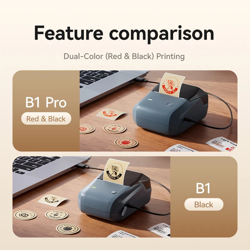 Niimbot B1 Pro Label Printer 300 DPI High-definition Red Black Color Printing Self-adhesive Photo Printing for Business Home