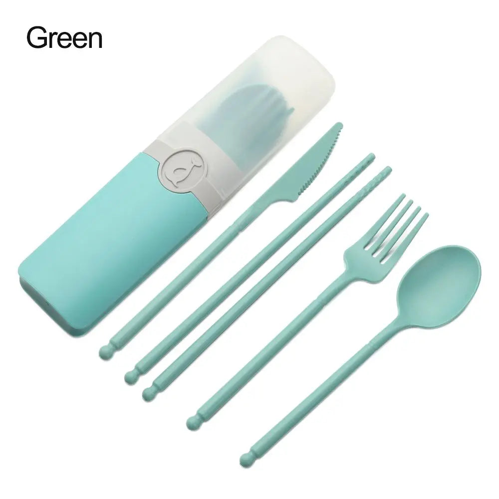 Wheat Straw Portable Reusable Spoon Fork Spoon Portable Cutlery Sets With Case Tableware Set