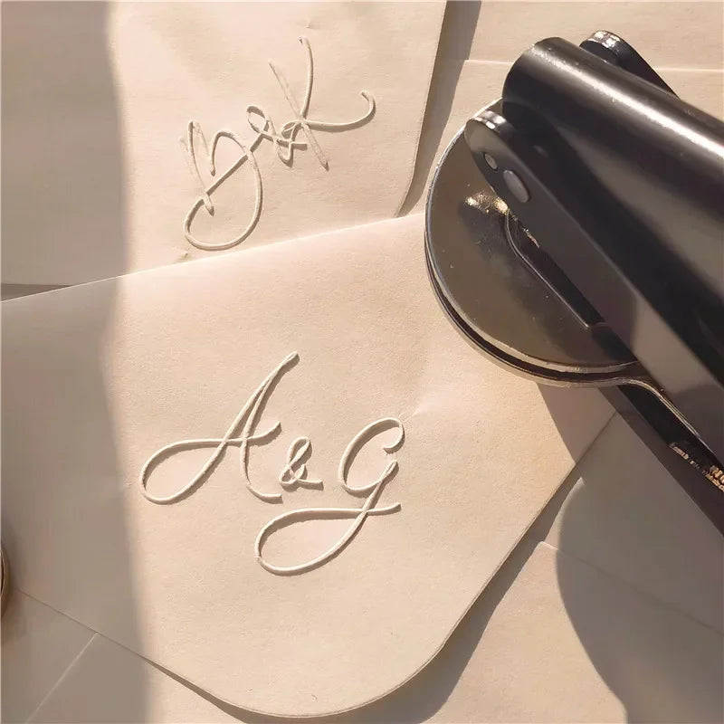 Customize Embossing Stamp Wedding Monogram Embosser Stamp,Personalized 2 initials Embosser Stamp,Wedding gift,hand held embosser