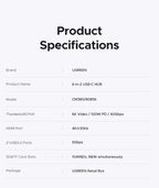 UGREEN 6-in-2 USB-C HUB Type-C to Thunderbolt 3 4K HDMI SD&TF USB3.0 Adapter for MacBook Pro Air Docking Station USB-C Splitter
