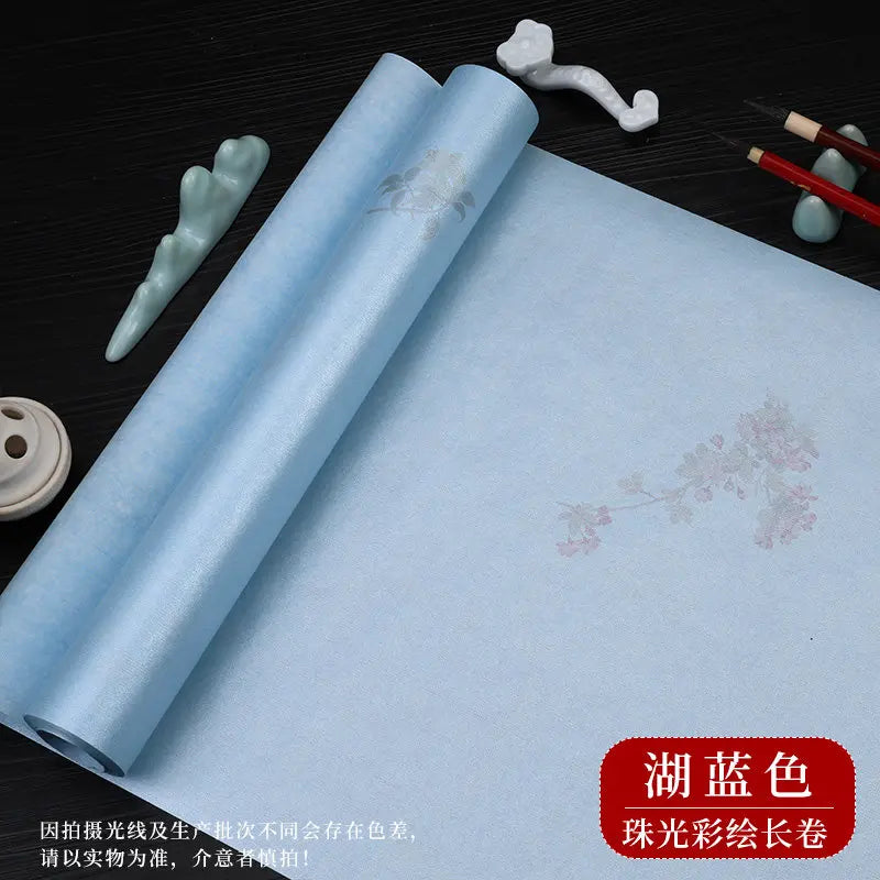 Sumi Art Wax Dye Pearlescent Ink Colorful Half Ripe Rice Paper Xuan Paper Scroll Multicolor Brush Calligraphy Creation Work Roll