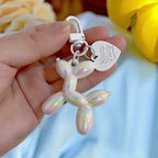 DIY Candy Color Sweet Resin Balloon Dog Keychain For Women Girls Animal Shaped Phone Chain Key Buckle Accessories Bag Pendant