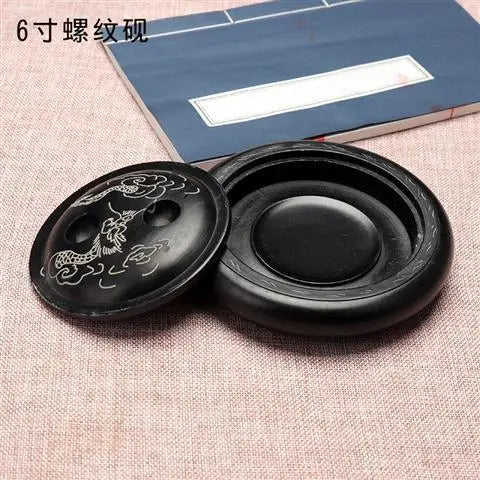 Natural Original Stone Inkstone With Cover Longan Round For Students Libros Livros Livres Kitaplar Art
