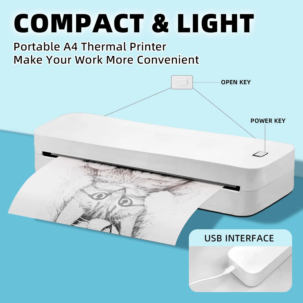 Marklife Thermal Inkless Printer A4&Tattoo Maker Mini Portable Bluetooth Wireless Used For School Office Small Business Machine