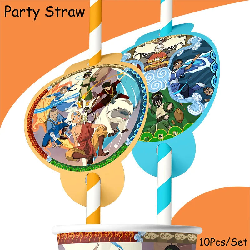 Avatar Korra Mako Cartoon Birthday Party Supplies Plate Cup Tablecloth Balloon for Girls Disposable Tableware Decor Supplies Set