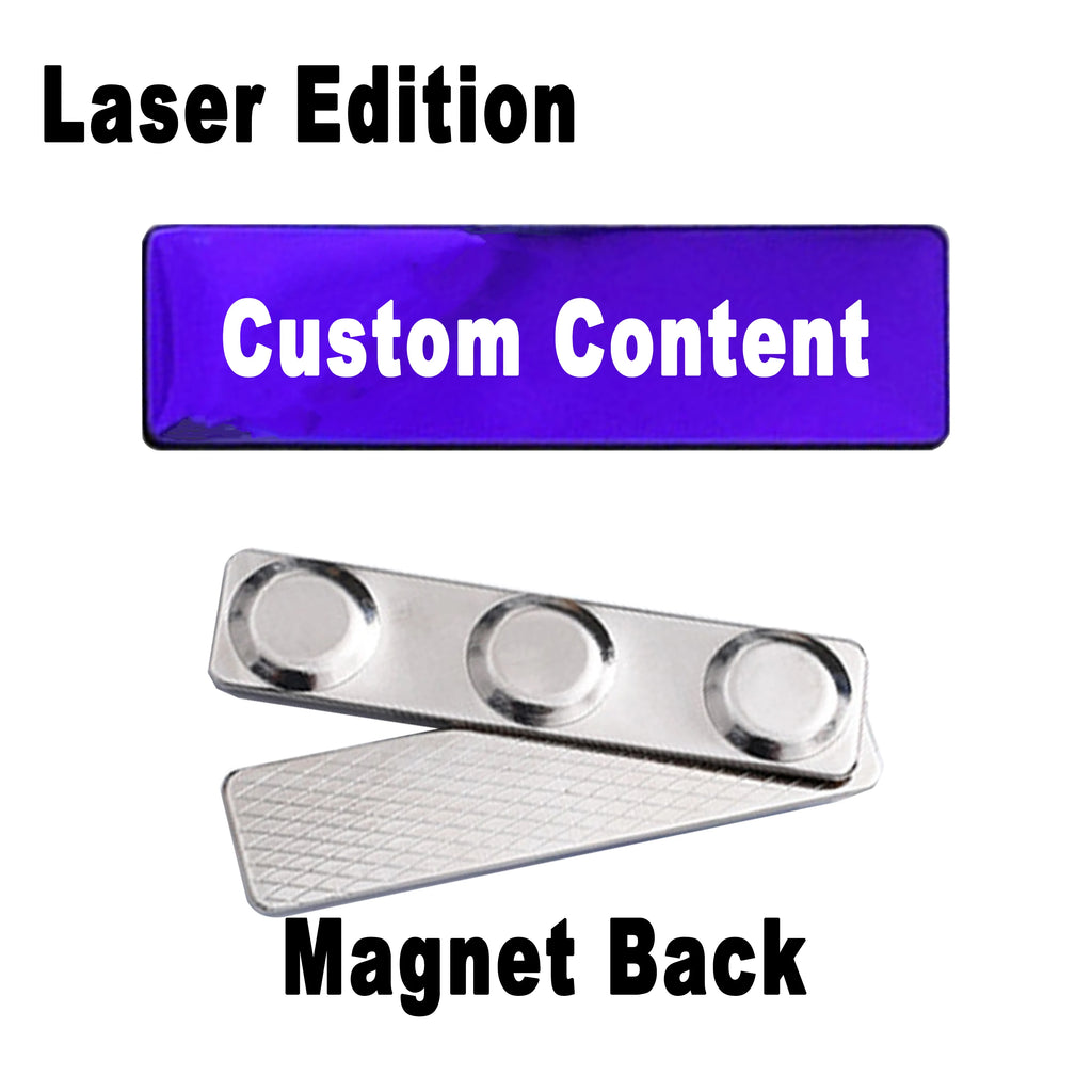 Stainless Steel Custom Name Tag with Pin Clip - Engraved Personalized Work Badge Business Identification Metal ID Name Plate
